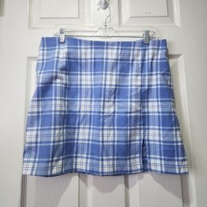 Blue and White Plaid Skirt